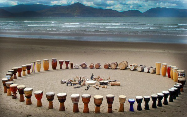 The use of celebrating drum circles